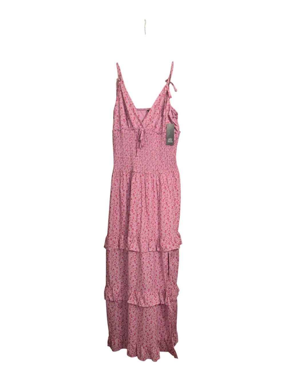 Pink Floral Smocked Maxi Dress